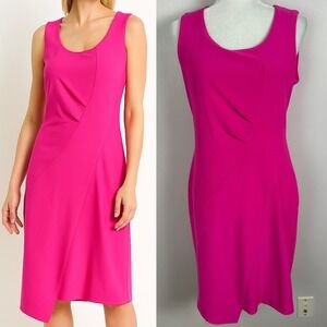 Joseph Ribkoff Canada Pink Sheath Dress Womens Size 10 Round Neck Bright Stretch